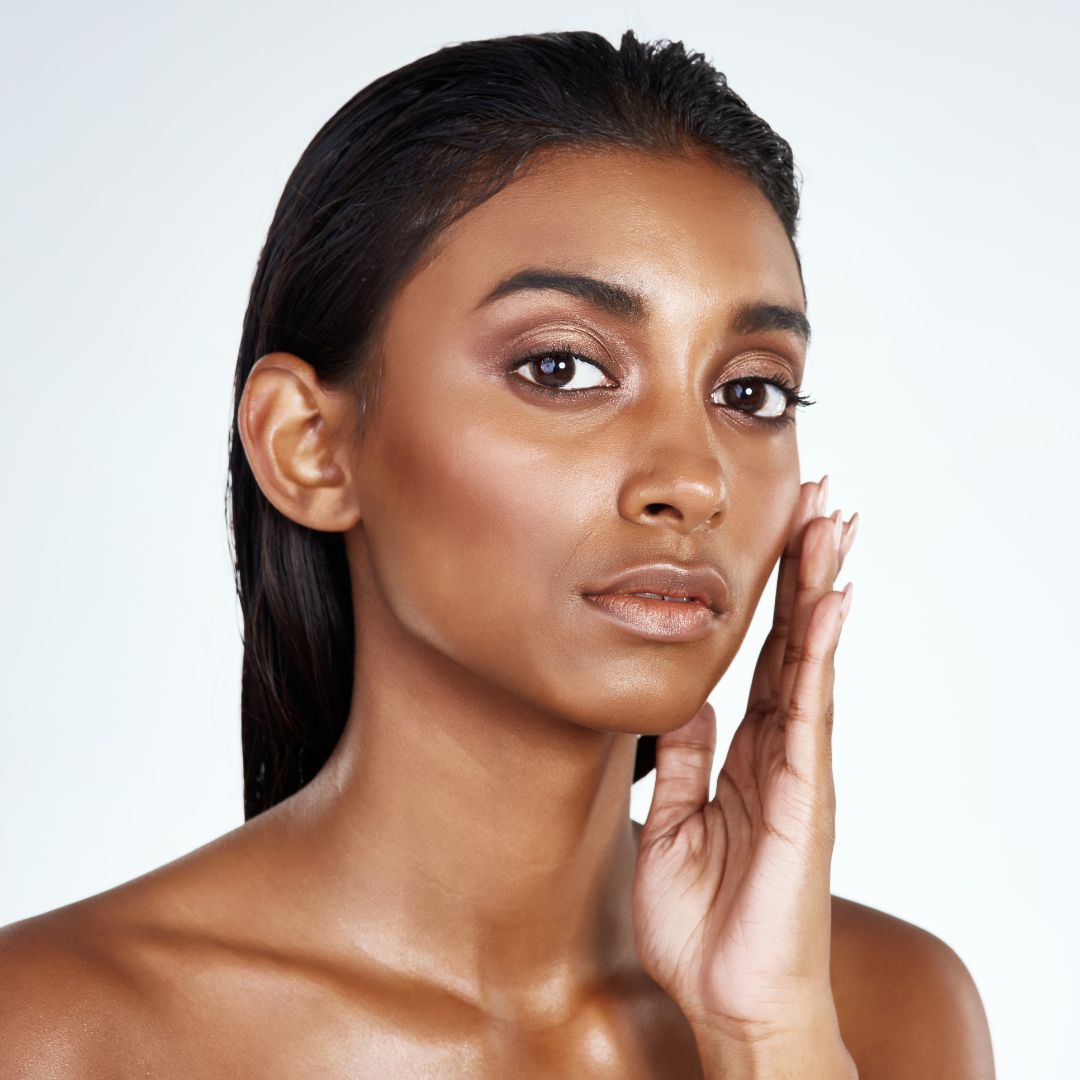 Smooth dark skin on woman