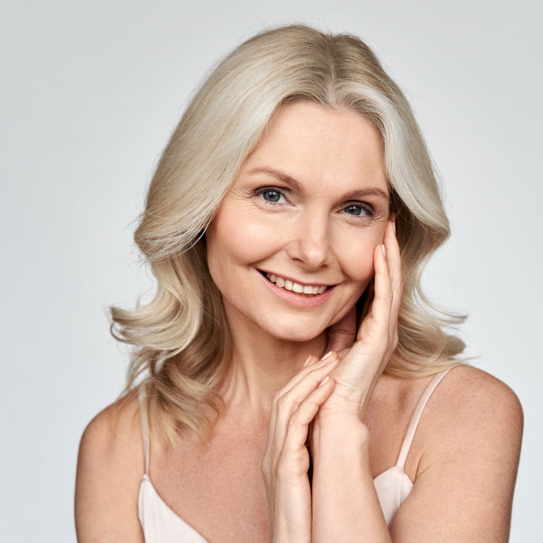 middle aged woman with smooth skin