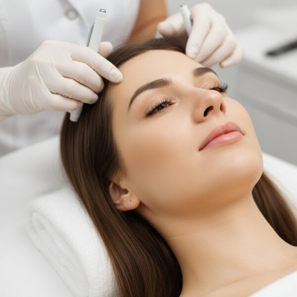 Woman receiving a non-invasive facial treatment