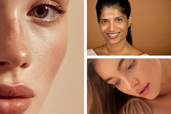 Microneedling 2 A collage of three images showcasing diverse skin tones and textures